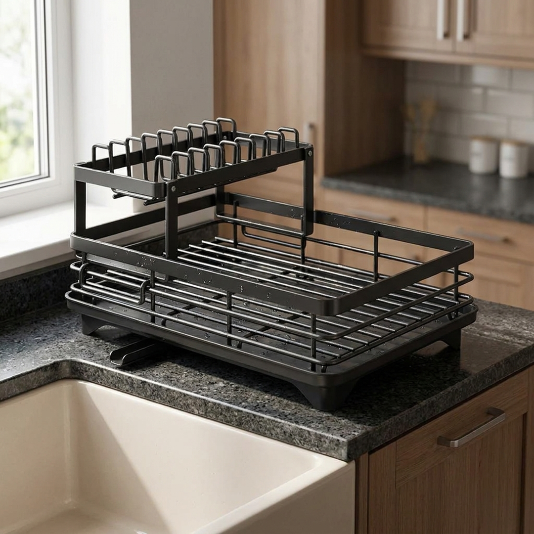 Collapsible Steel Dish Rack Clears Counter Space