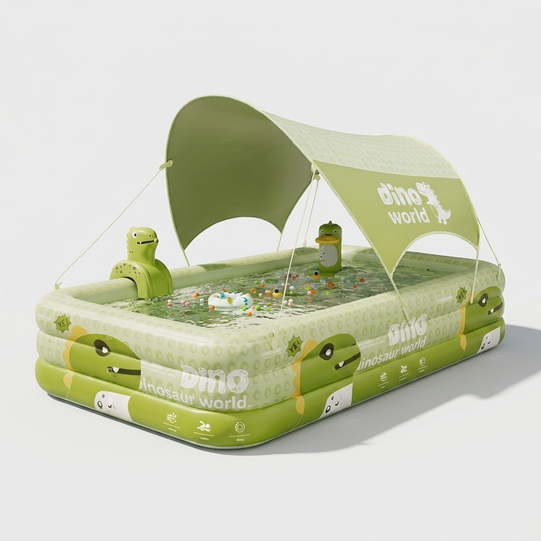 Dinosaur Splash Pool With Cooling Canopy