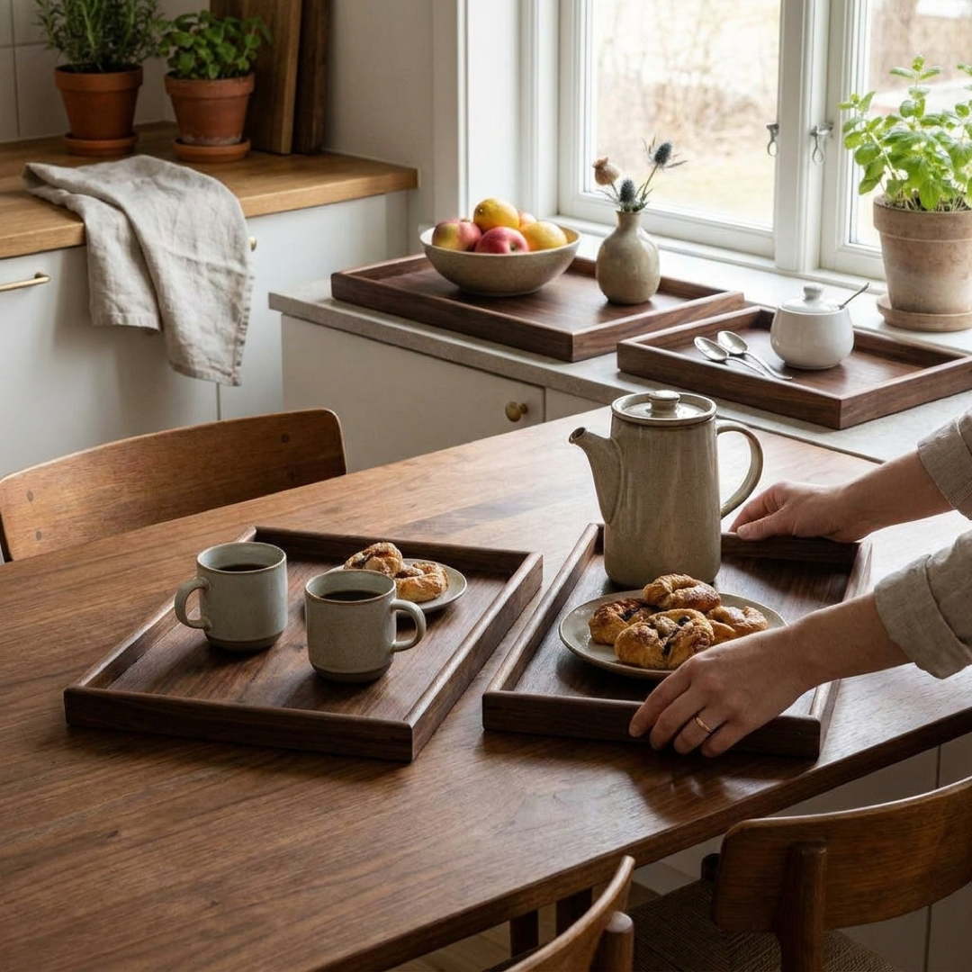 Hardwood Carry Tray for Spill-Free Serving