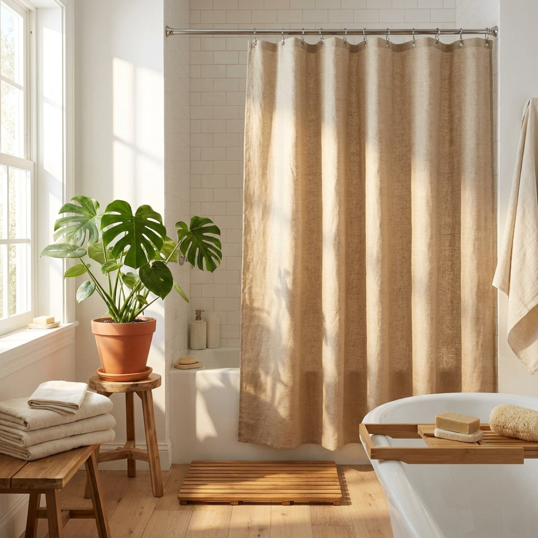 Natural Hemp Shower Curtain – Keeps Bathrooms Dry