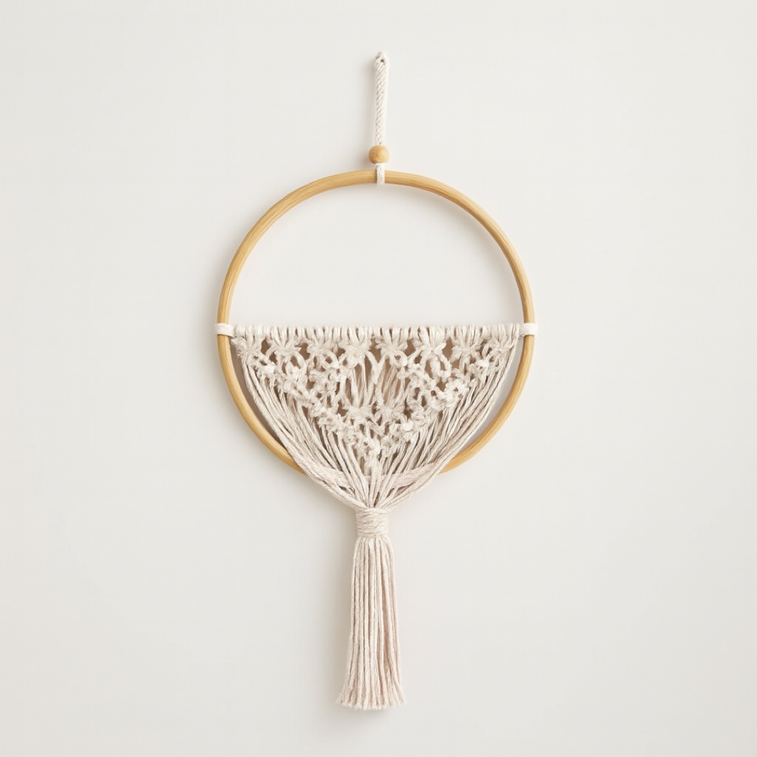 Round Macrame Plant Holder Wall Art