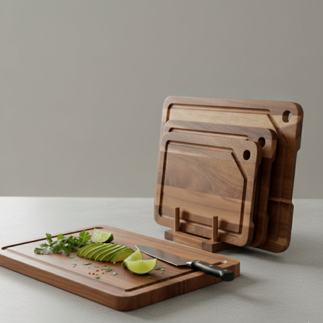 Acacia Prep Board Trio With Space-Saving Stand