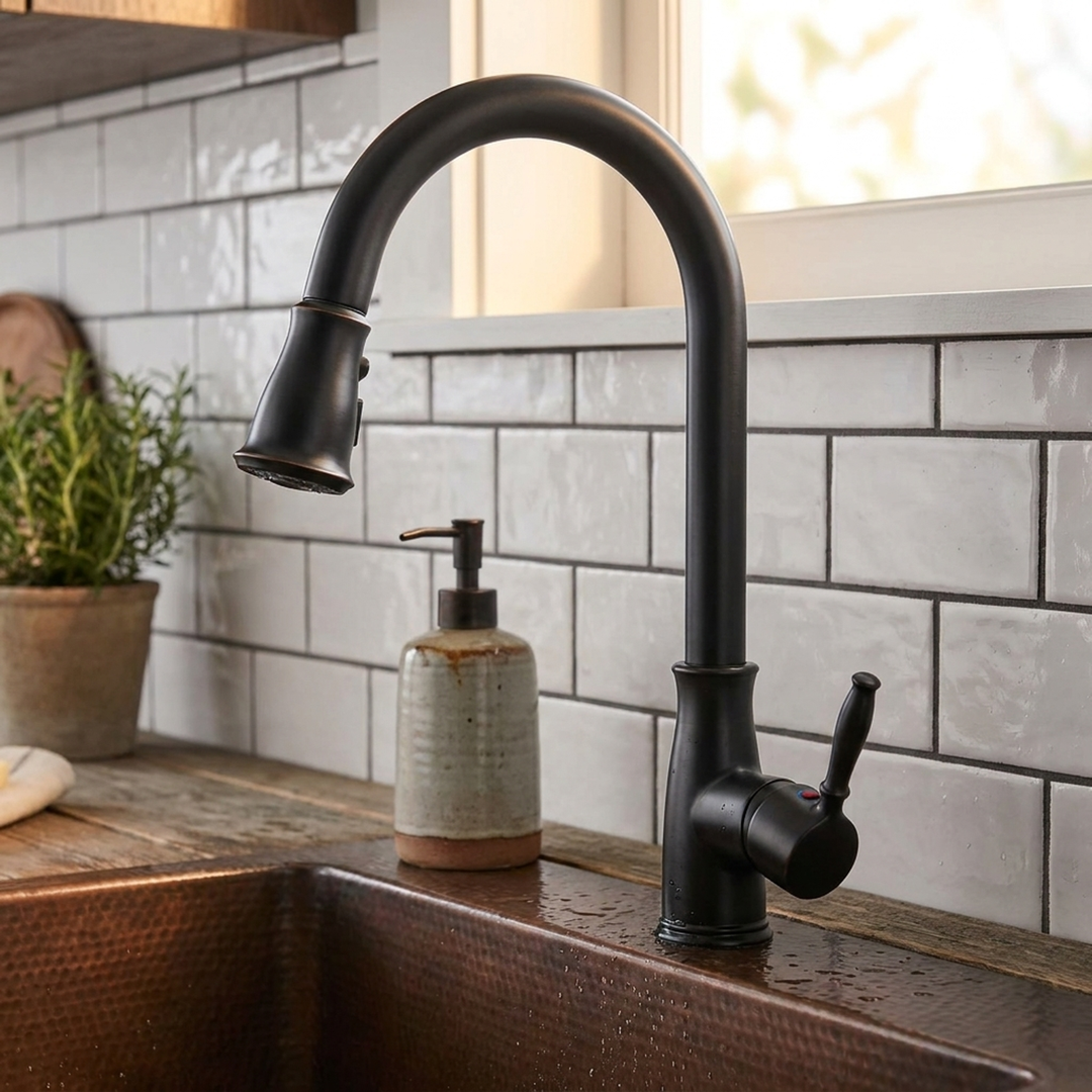 Antique Bronze Kitchen Faucet for Easier Rinsing