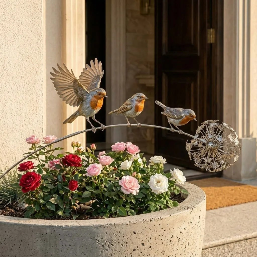 Kinetic Robin Garden Stake for Peaceful Memorials