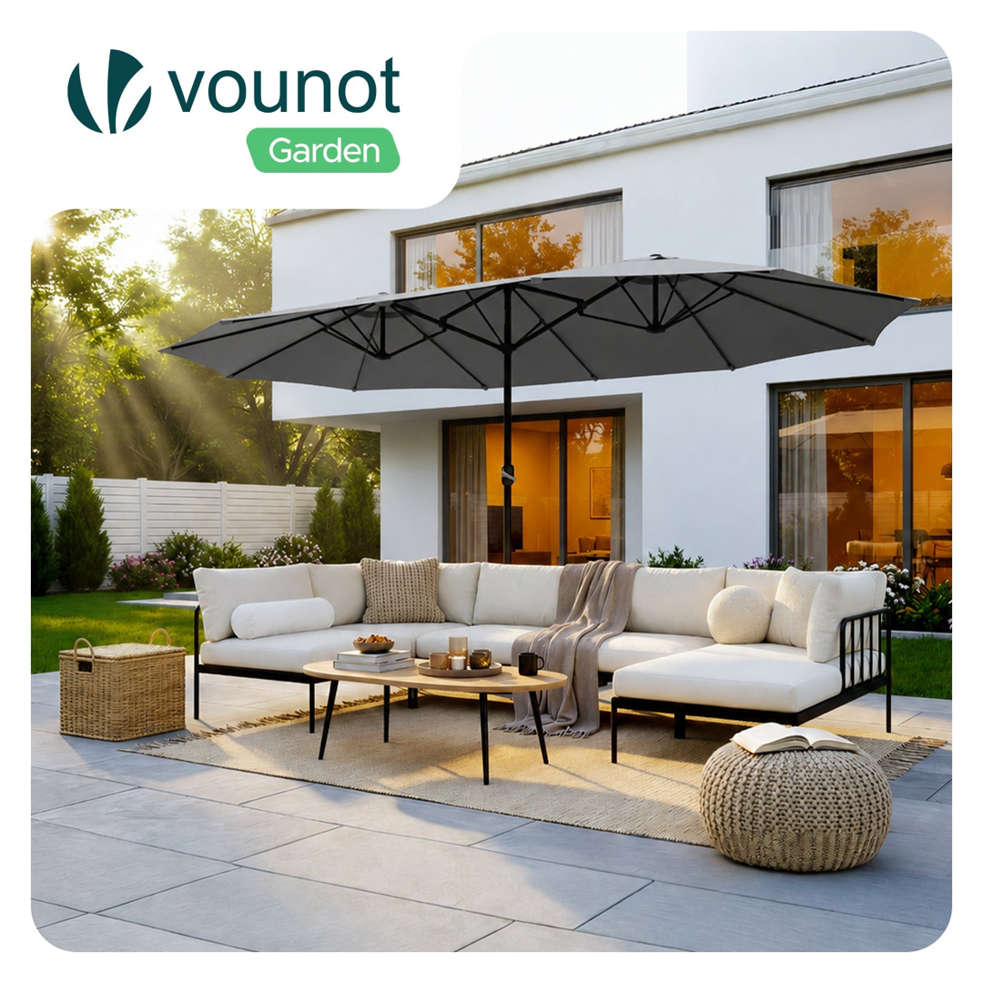 Twin Garden Parasol for Wider Patio Shade