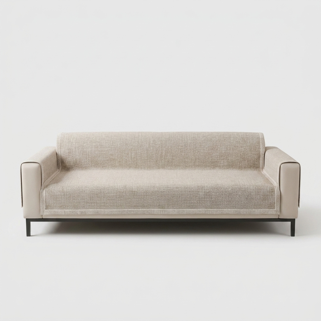 Cotton-Linen Sofa Throw for Stay-Put Protection