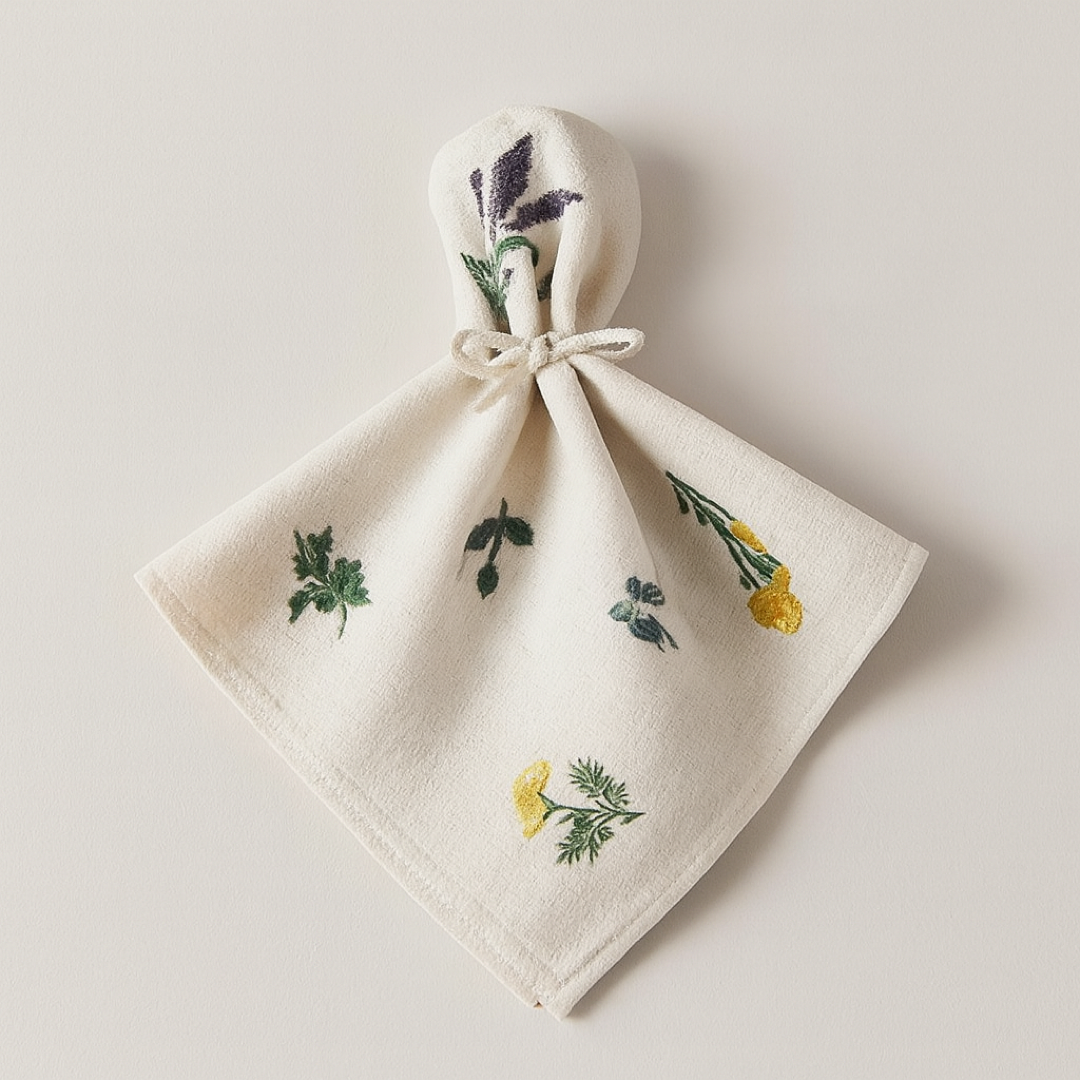 Embroidered Linen Napkin Set for Elegant Dining