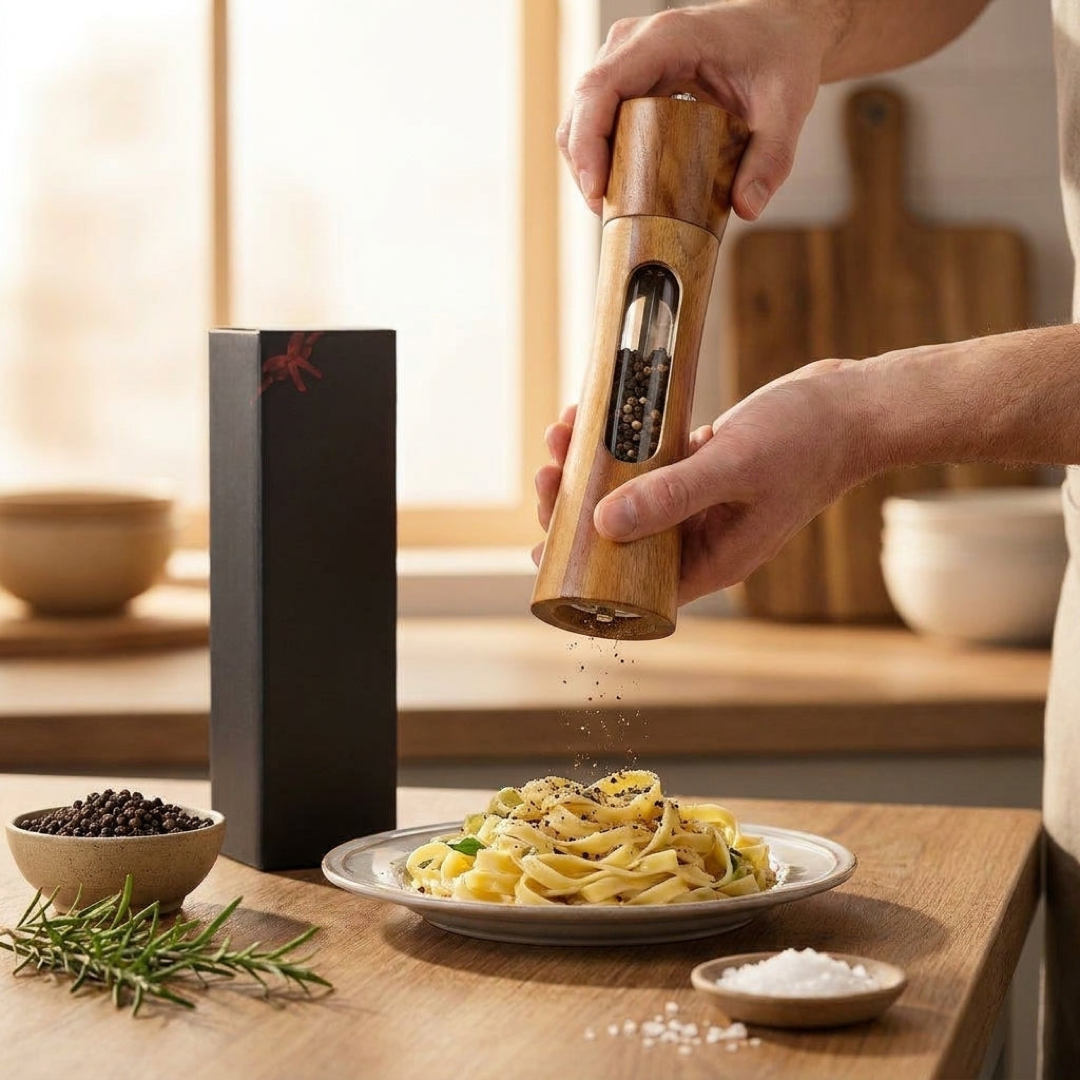 Oak Salt & Pepper Mills for Precise Seasoning