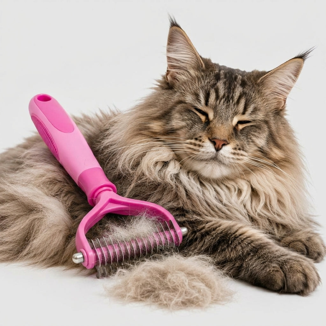 Two-Way Pet Grooming Brush for a Fur-Free Home