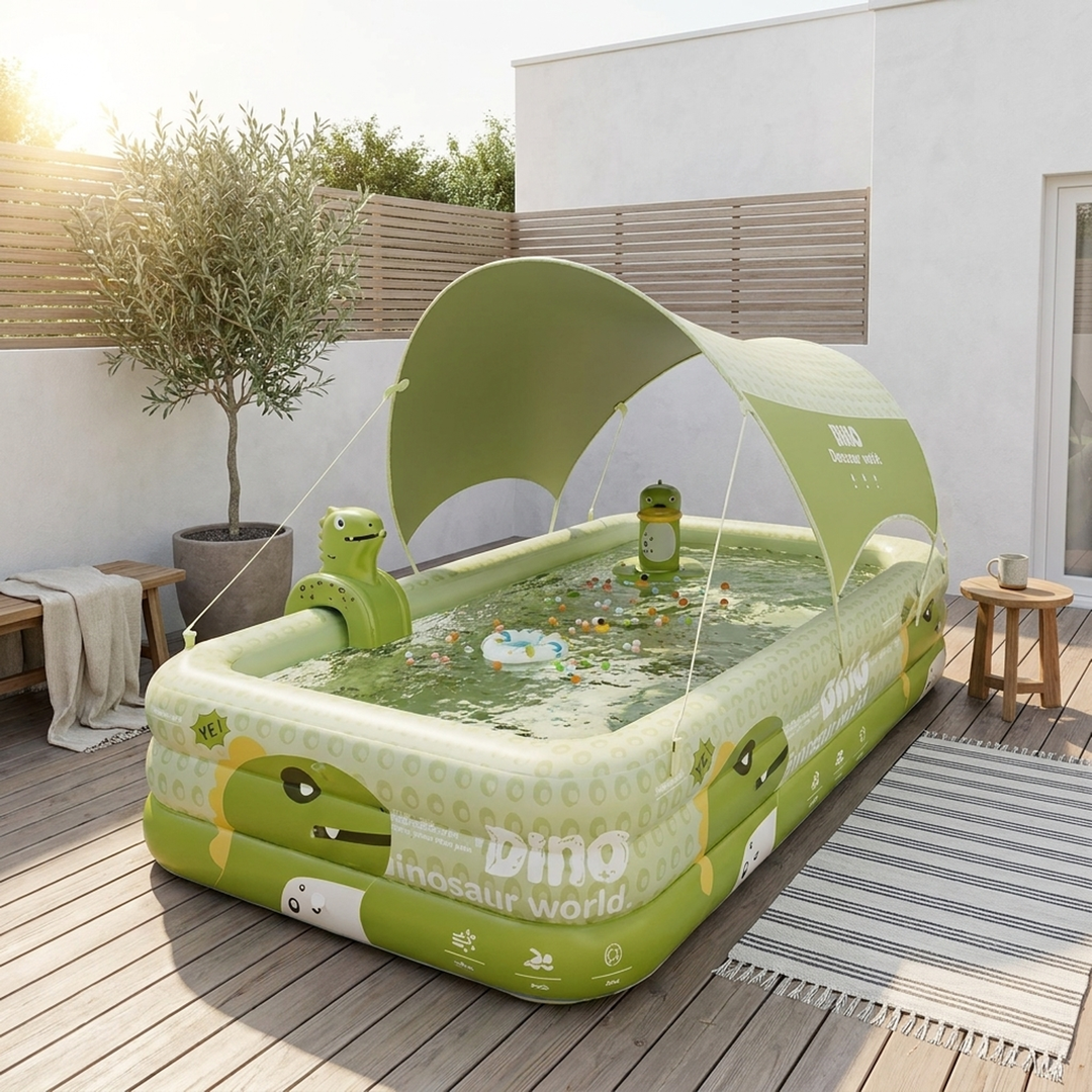 Dinosaur Splash Pool With Cooling Canopy