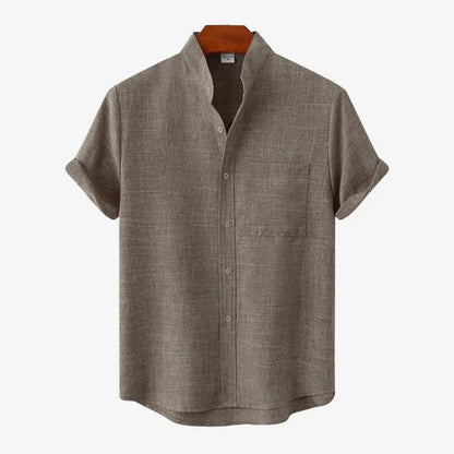 Bruce | Men's Summer Shirt with Collarless Design