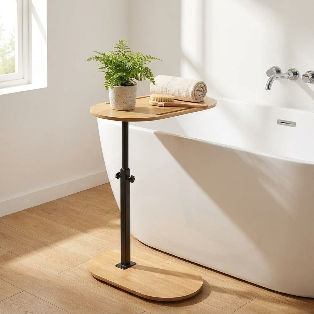 Adjustable Bamboo Bath Stand for Easy Reach