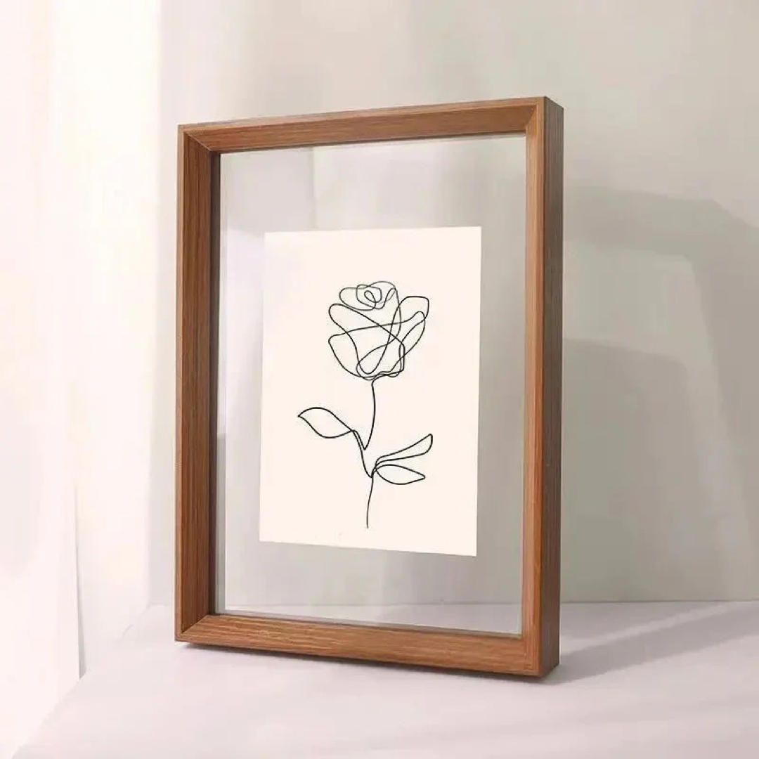 Double Glass Wood Frame for Floating Displays