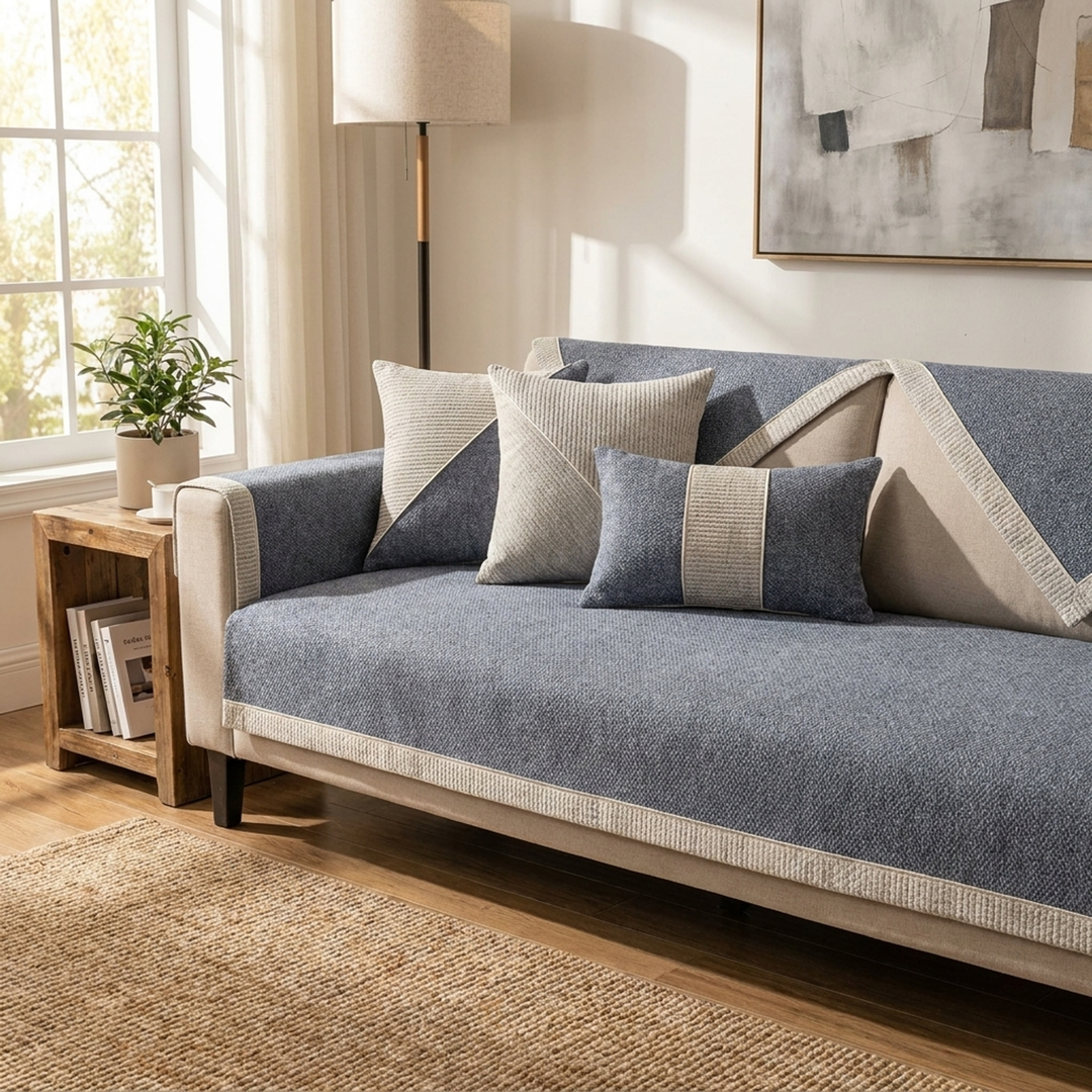 Cotton-Linen Sofa Cover That Stays Neat