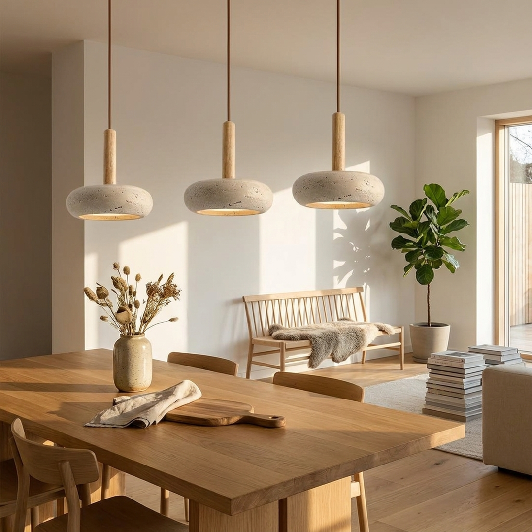 Wood And Stone Ceiling Light for Calming Ambience