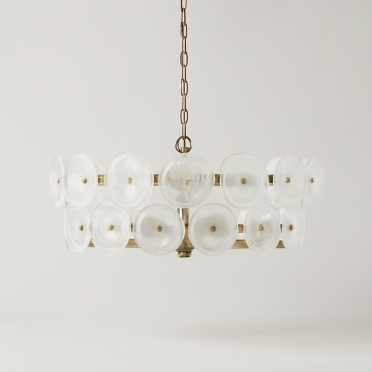 Lampadario in vetro stratificato — luce soffusa e accogliente
