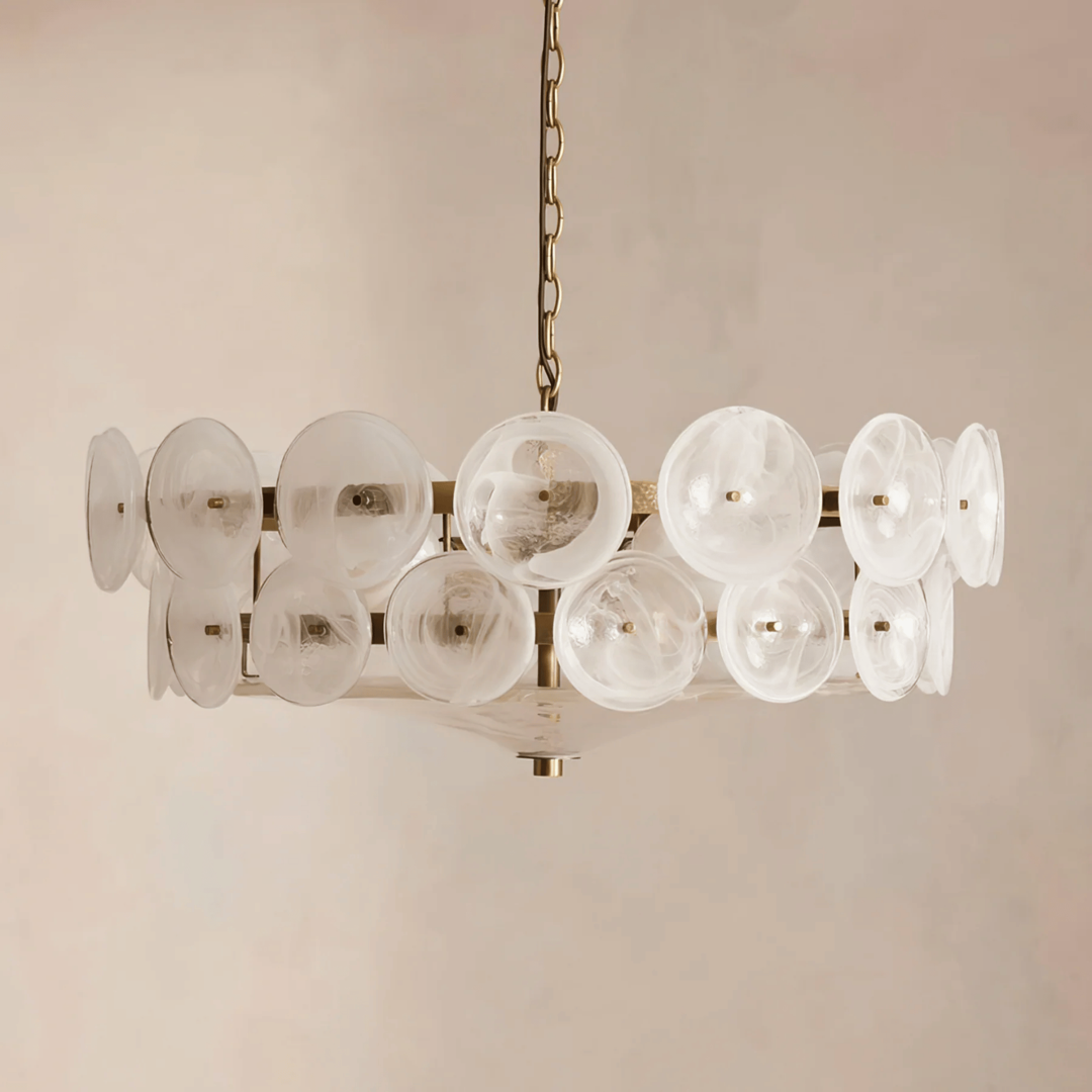 Layered Glass Chandelier — Soft, Welcoming Light