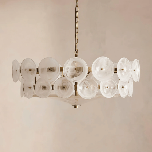 Lampadario in vetro stratificato — luce soffusa e accogliente