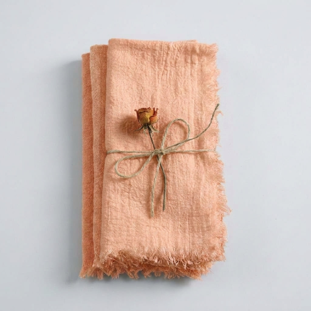Frayed Cotton Napkin Set for Cozy Tables