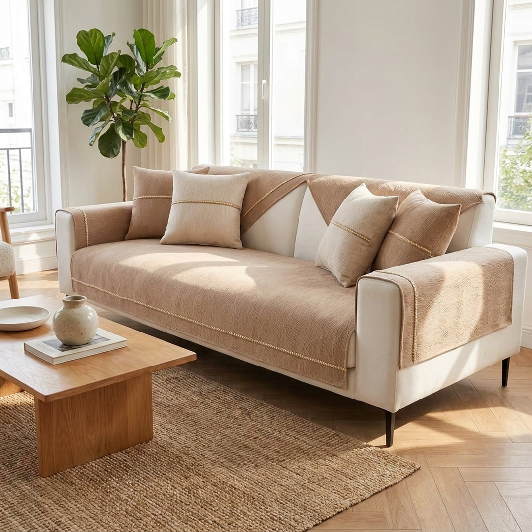 Stay-Put Sofa Cover for a Neater Living Room