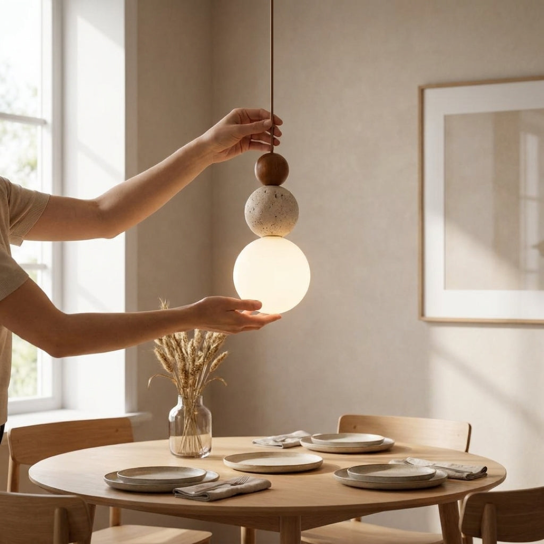 Travertine Globe Pendant for Warm Ambience