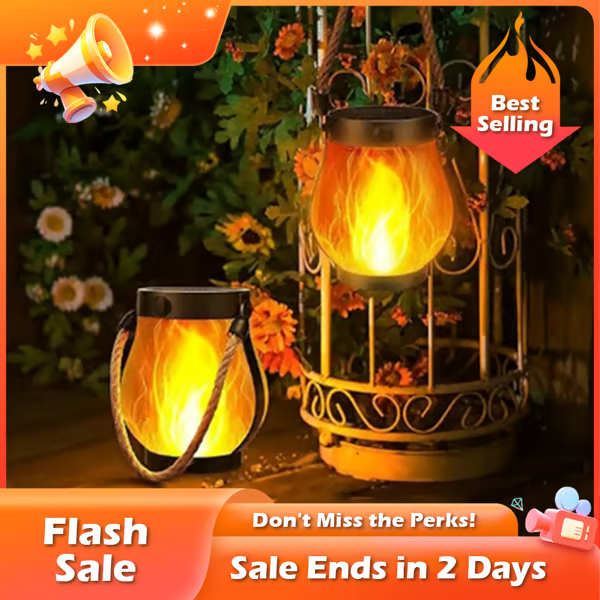 Solar Flame Lantern For Warm Outdoor Evenings