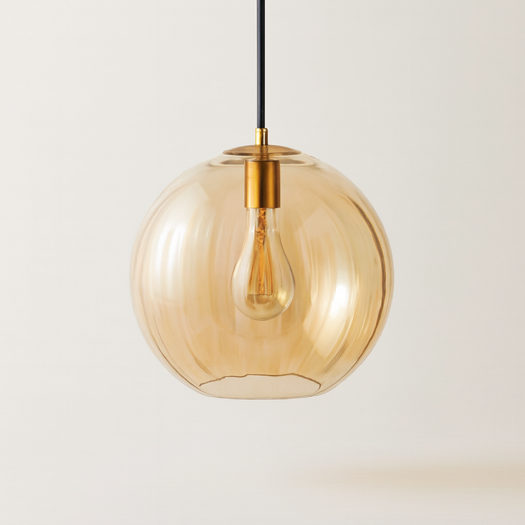 Amber Glass Globe Pendant Light for a Warm Glow