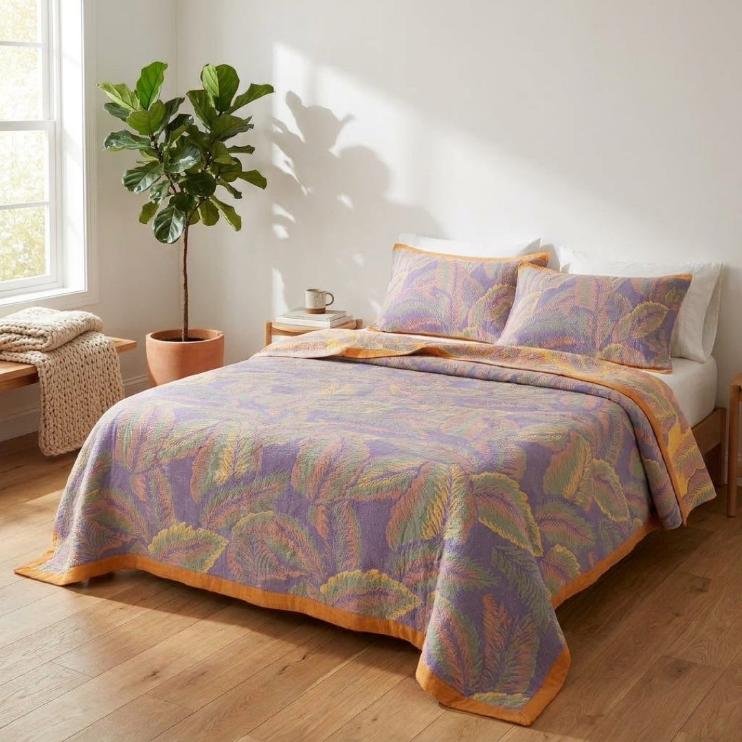 Floral Gauze Throw for Cool, Restful Sleep