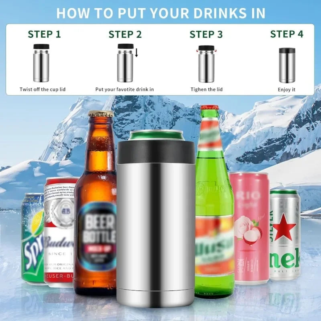 Stainless Steel Can Cooler Keeps Drinks Colder