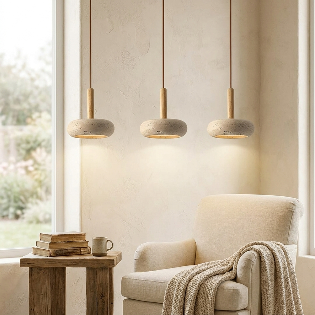 Wood And Stone Ceiling Light for Calming Ambience