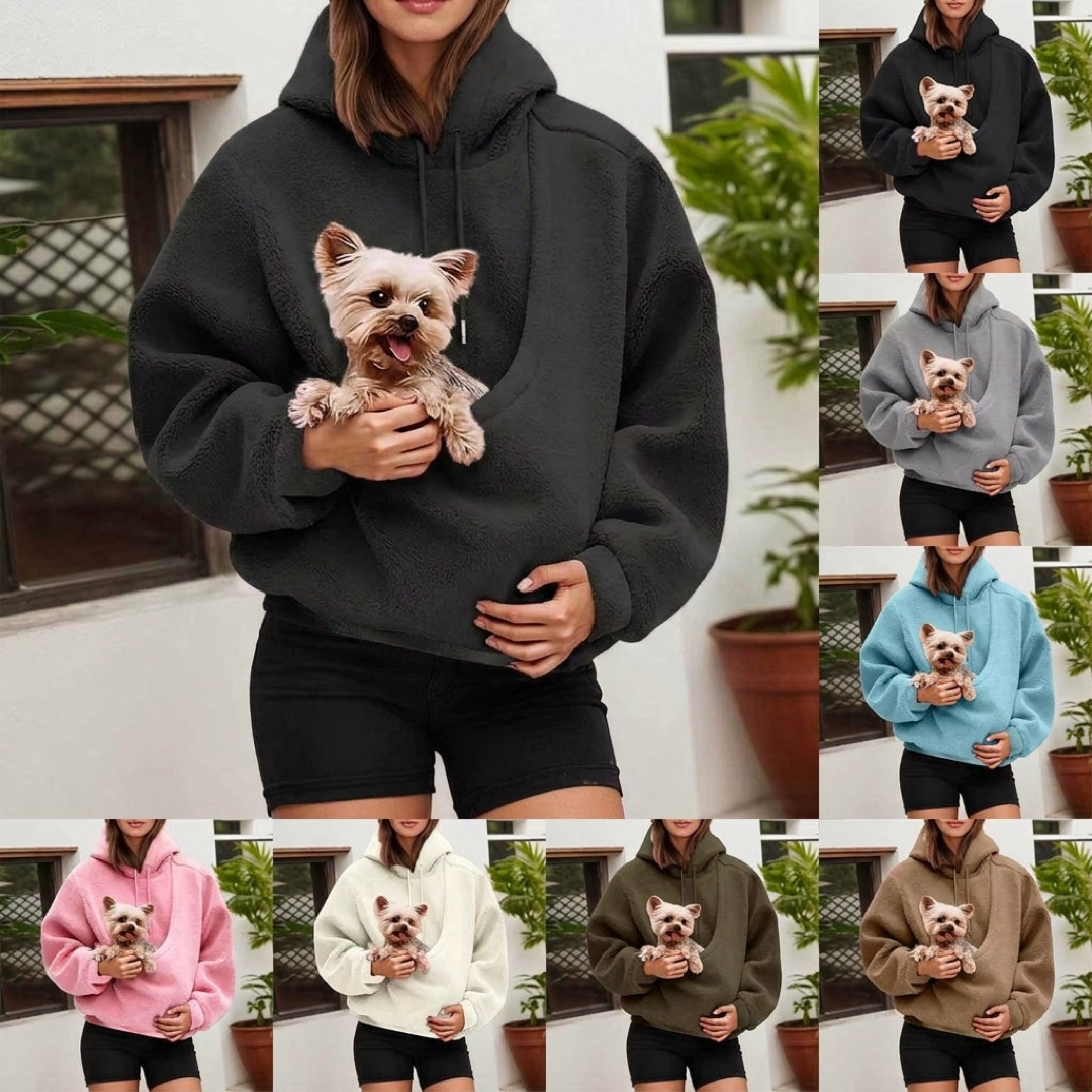 Cozy Pet Pouch Hoodie for Hands-Free Carrying
