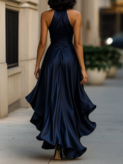 Callie | Women's Elegant Halter Maxi Dress with Ruffle Hem