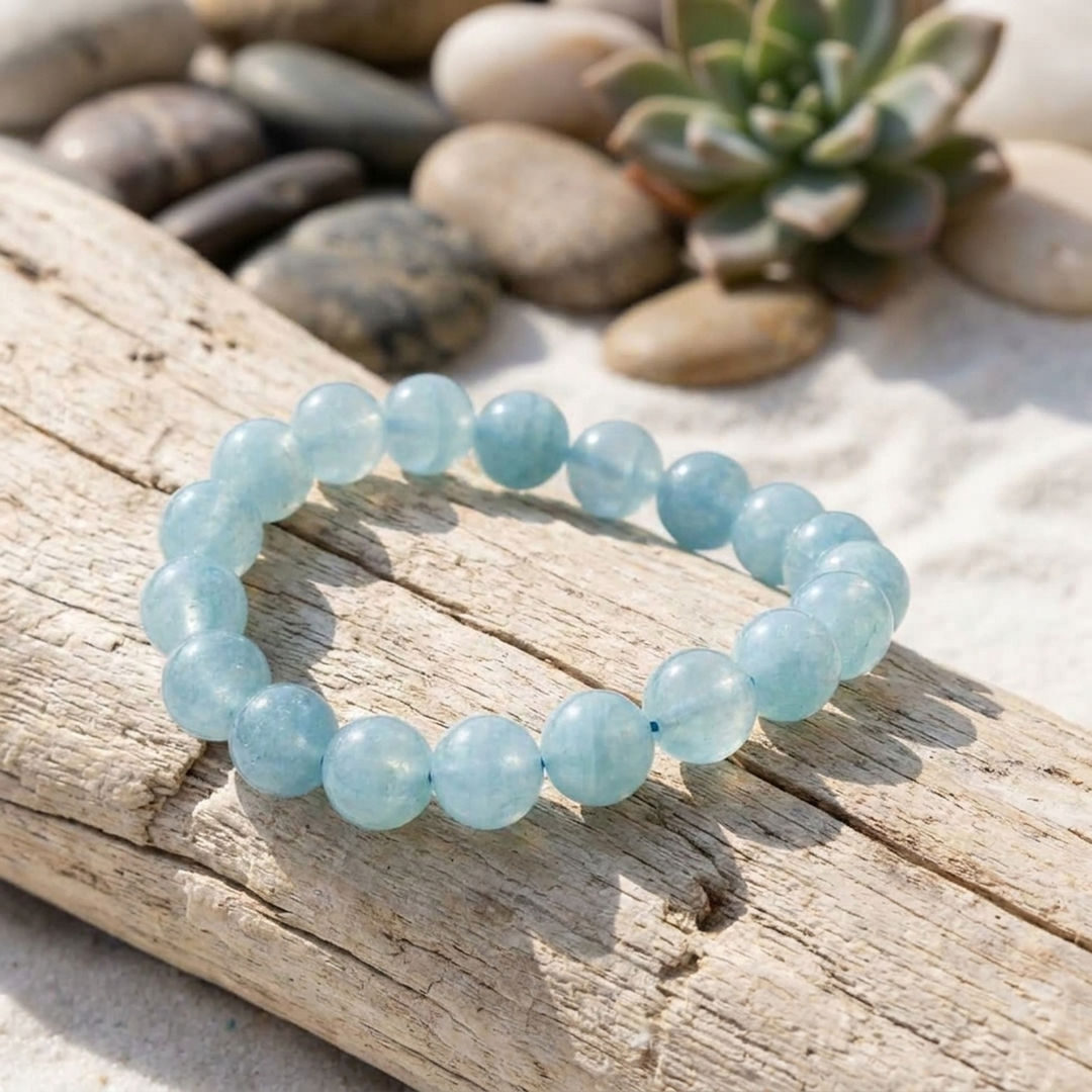 Aquamarine Bead Bracelet for Effortless Calm