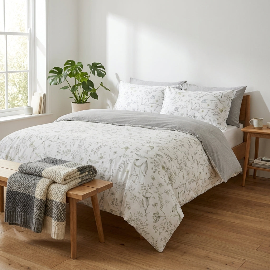 Botanical Cotton Duvet Set for Cooler Sleep