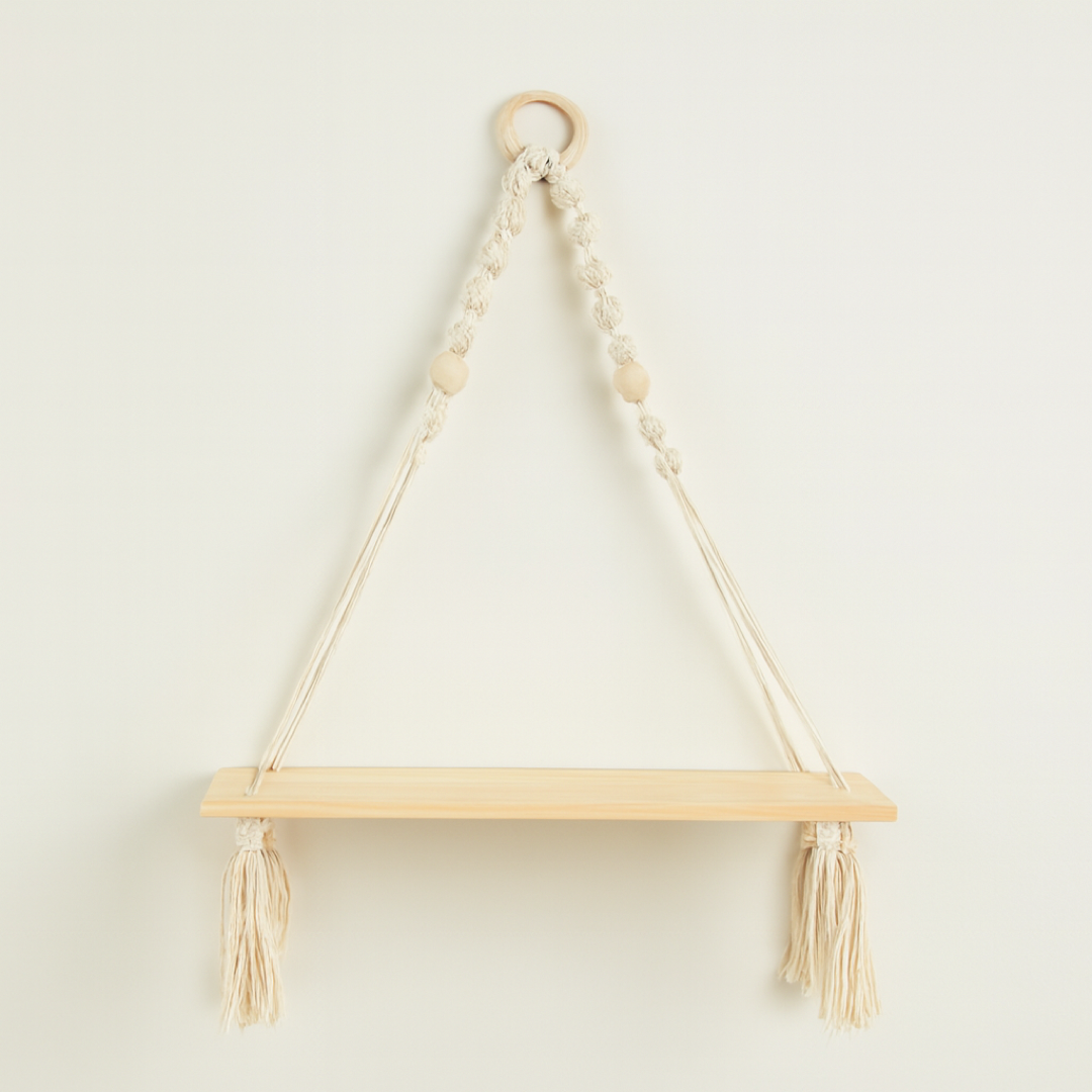 Boho Macrame Wall Shelf for Stylish Storage