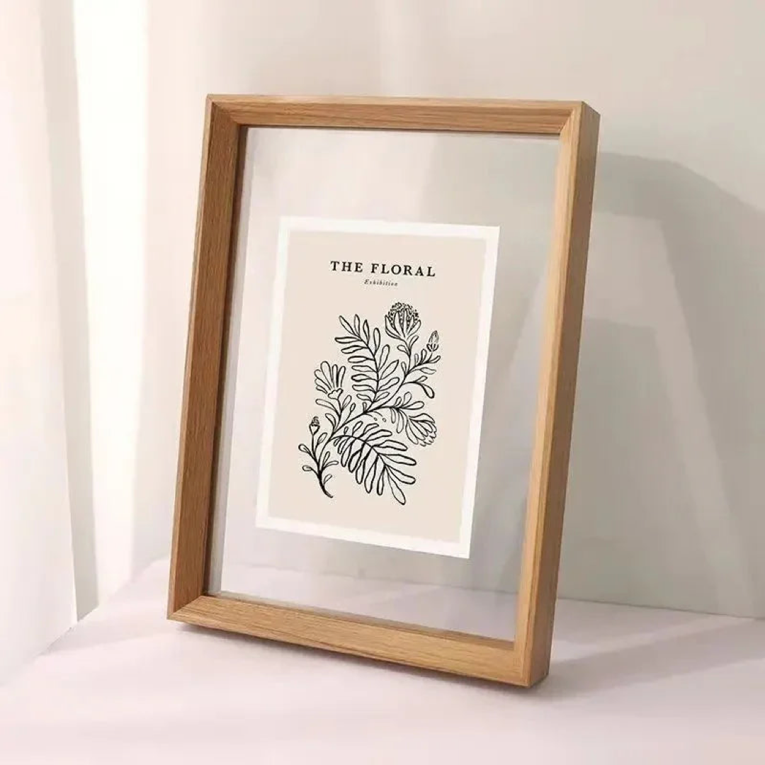Double Glass Wood Frame for Floating Displays