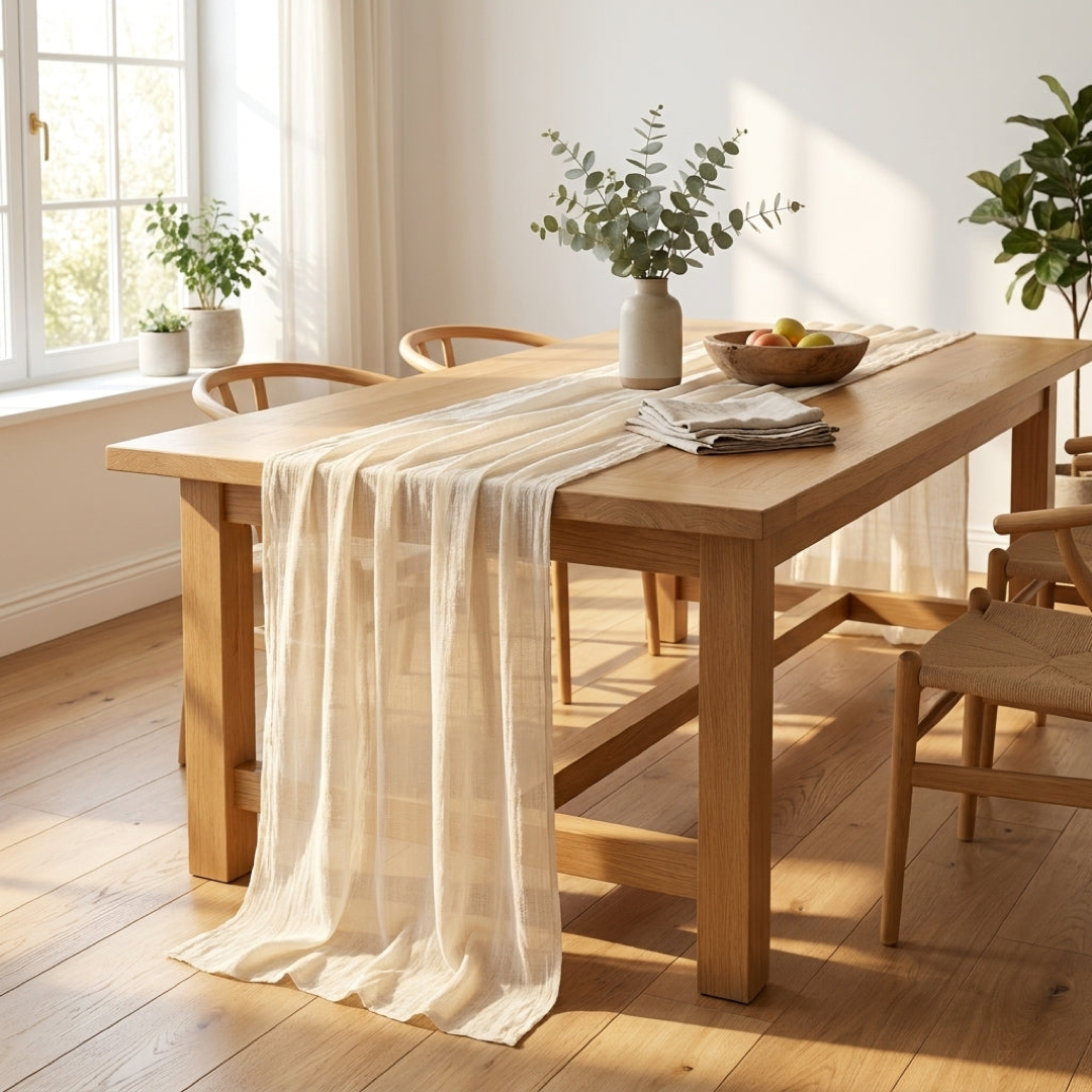 Cotton Gauze Table Runner for Effortless Elegance