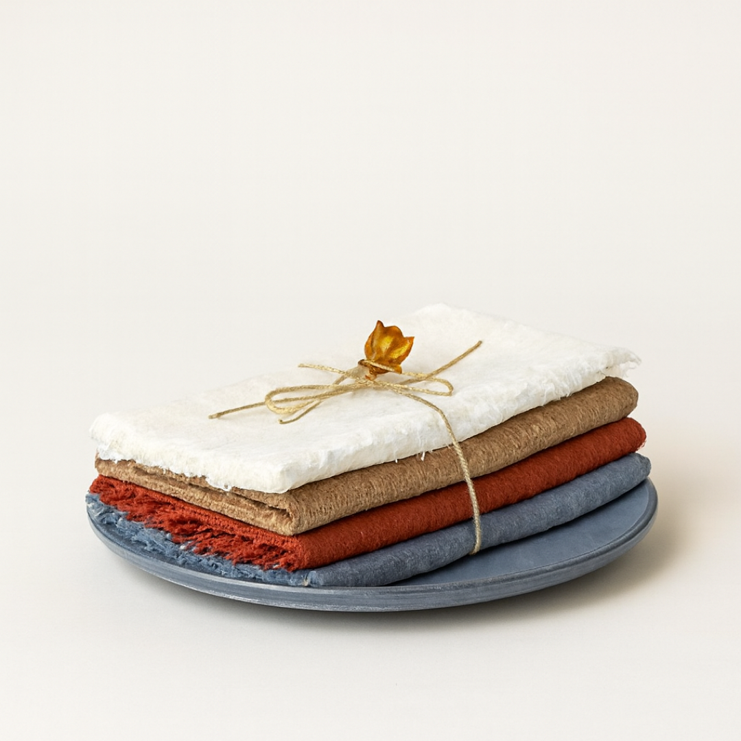 Frayed Cotton Napkin Set for Cozy Tables