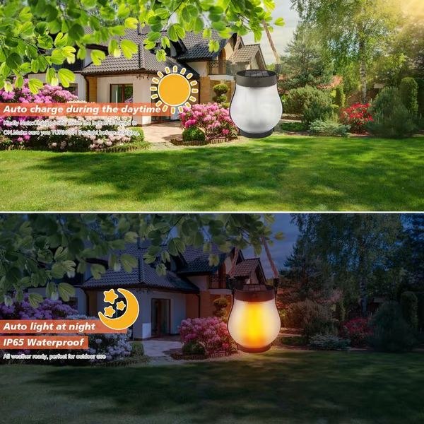 Solar Flame Lantern For Warm Outdoor Evenings