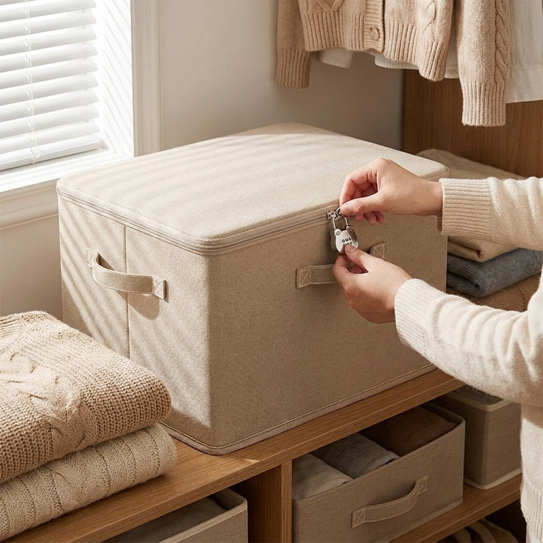 Secure Foldable Storage Box for Tidy Closets