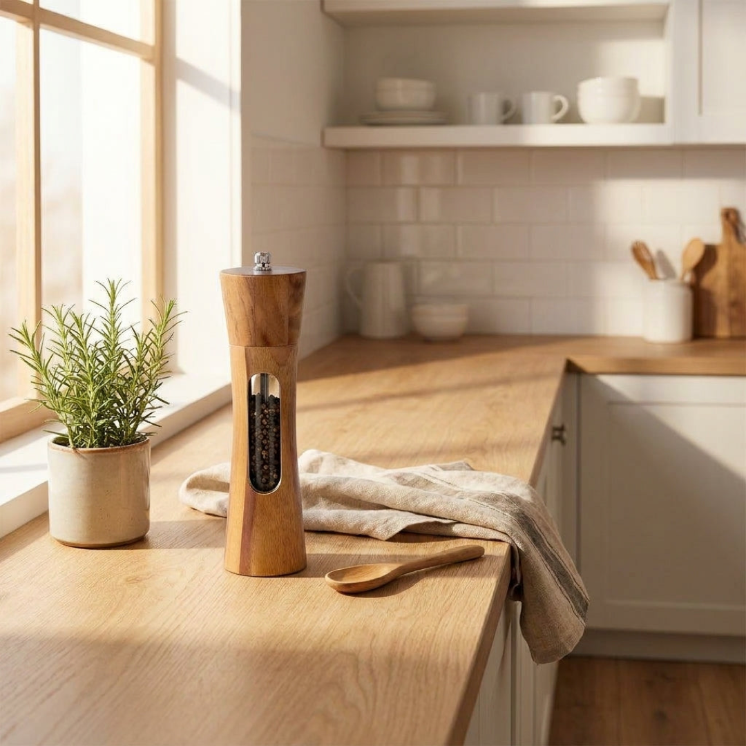 Oak Salt & Pepper Mills for Precise Seasoning