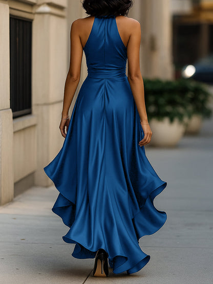 Callie | Women's Elegant Halter Maxi Dress with Ruffle Hem