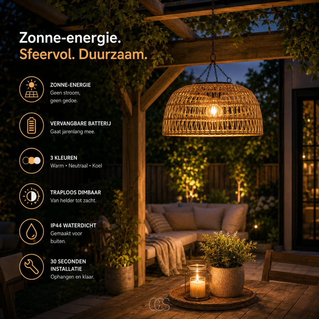 Solar Woven Pendant Lamp With Dusk-To-Dawn Glow