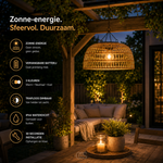 Solar Woven Pendant Lamp With Dusk-To-Dawn Glow