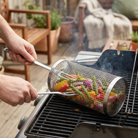 Rolling Grill Basket for Hands-Free Cooking