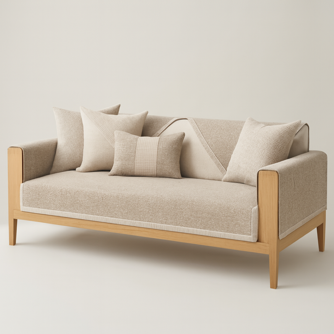 Cotton-Linen Sofa Throw for Stay-Put Protection
