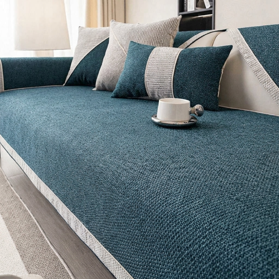 Stay-Put Cotton Linen Sofa Throw for Easy Protection