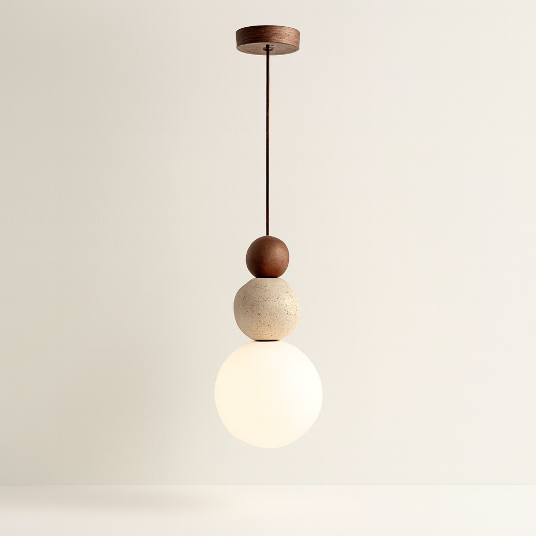 Travertine Globe Pendant for Warm Ambience