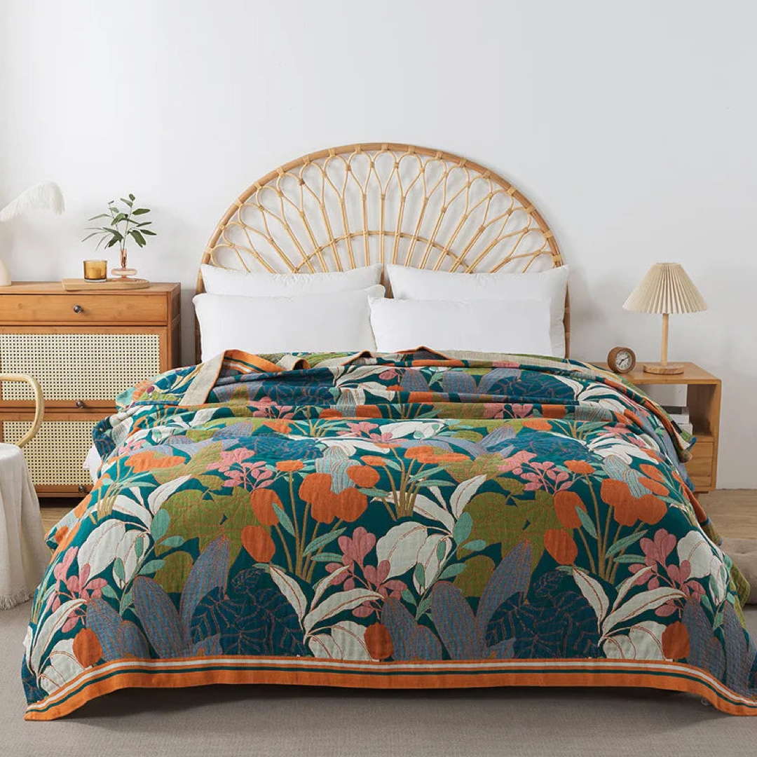 Floral Cotton Coverlet for Cool Summer Comfort
