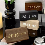 Wood-Look LED Alarm Clock – Easy Bedside Viewing